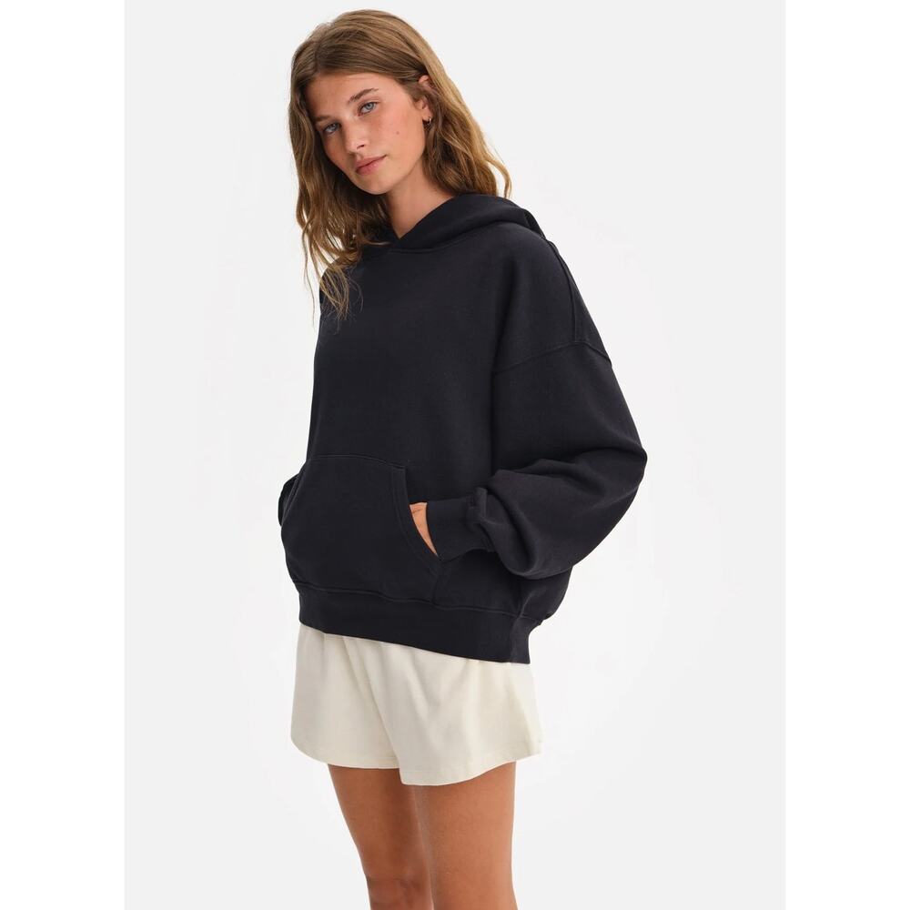 MATE the Label Organic Fleece Pocket Hoodie Sweater Black Small Lounge Casual